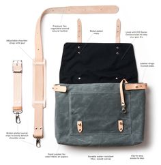 WAXED CANVAS MESSENGER BAG (CHARCOAL) | Ugmonk #canvas #messenger #ugmonk #product #photography #leather #bag #waxed