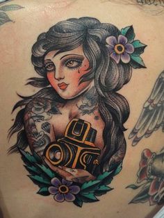 Ink It Up #old #woman #camera #tattoo #flower