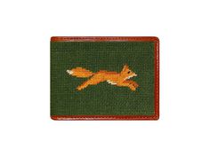 Fox and Hound Needlepoint Bi-Fold Wallet #wallet #knit #fox