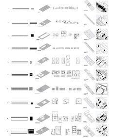 Explore Ungers' iconic building typology diagrams in black-and-white, showcasing urban architecture design principles.
