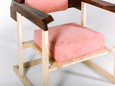 ArmChair Pink Creamson Fly Massive MIllworks #armchair #interior #furniture #modernism #wood #walnut #maple #pink #constructivism #woodwork