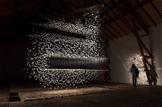 Suspended Feather Installations by Isa Barbier #paper #airplane #installation
