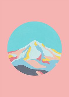 Mountainscape in Dusty Pink by The Adventures Of Co. #illustration #painting