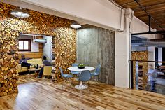 interior, office, creative, agency, desk, wood, chair