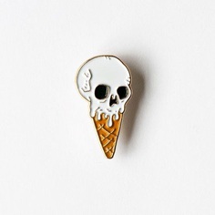 skull, pin, badge, ice cream