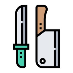 See more icon inspiration related to knife, Tools and utensils, cooking equipment, cutlery, knifes, cutting, restaurant, cut and food on Flaticon.