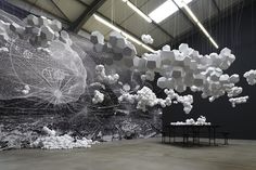 CJWHO ™ (Paper Clouds Suspended in Geometric Clusters by...) #creative #clouds #installation #crafts #design #geometric #art
