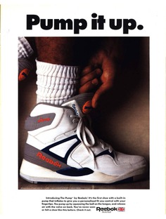 Retro Sports Ad #19, Reebok, The Pump, Sports Illustrated March 5, 1990.
