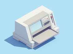 3D isometric animations of 90s electronic items - Matrix Printer