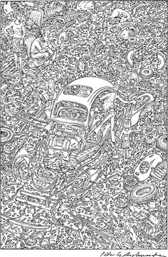 MAKE | VW Bug exploded view poster #volkswagen #illustration #drawing #detail