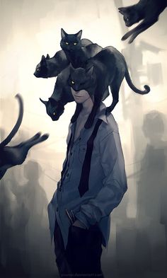 The Black Cat by yuumei #illustration #cat