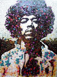 Jimi Hendrix Mosaic Made of Guitar Picks