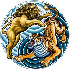 Lion and Tiger Yin Yang symbol by Curtis Illustration