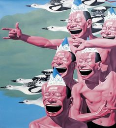 Yue Minjun and the signs of the techno-industrialists - but does it float #yue #painting #minjun