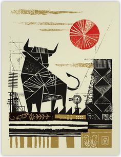 Bull by Curtis Jinkins #print #screen #poster #silk #bull