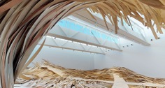 A Massive Wooden Wave Surges From a Gallery Floor in an Installation by Wade Kavanaugh and Stephen B. Nguyen | Colossal