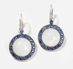 Moon Stone Sapphire And Diamond Earrings