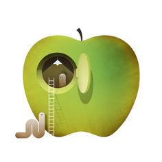 50/50 Grow | water Sally Caulwell #illustration #apple #idea