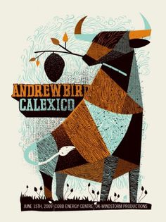 GigPosters.com - Andrew Bird #calexico #print #orange #texture #illustration #poster #blue