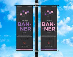 Free Outdoor Advertisement Lamp Post Banner Mockup