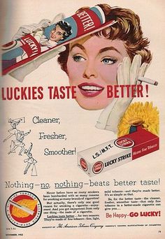 Smoking Ads « Vintage Catalog Advertisements #strike #lucky