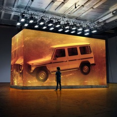 Mercedes-Benz has encased a first production year (1979) G-Wagen in the world's biggest installation of synthetic resin to look like amber! 44.4 tonnes cast in 90 days!