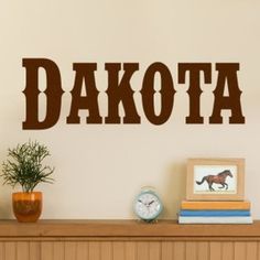 Western theme custom name wall decal sticker would look great in a nursery, boy's bedroom, or game room. From http://cozywallart.com #DIY