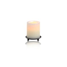 White Round Wax LED Flameless Pillar Candle 10cm x 8cm