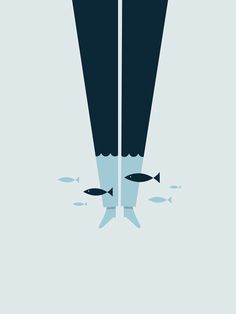 Soak My Feet Chemtrail Paul Tebbott #vector #fish #legs #minimal #blue