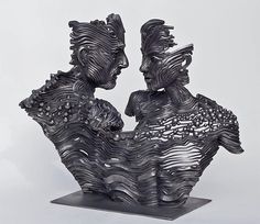 Human Figures Composed of Unraveling Stainless Steel Ribbons by Gil Bruvel #steel #stainless #sculpture #art