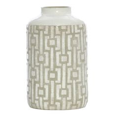 Scanlon Terracotta Grey White Urn Vase, 30 cm