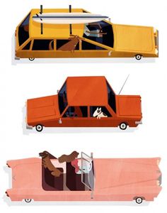 Emmanuelle Walker's Dogs & Cars | Dog Milk #illustration #cars #dogs