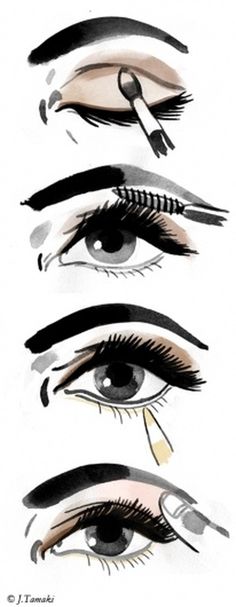 Jillian Tamaki Sketchblog #mascara #how #instructions #makeup #steps #eye #eyelash #to