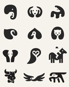 weandthecolor:Negative Space Animal Icons by George Bokhua More about the negative space animal icon designsÂ on WE AND THE COLOR. Design, #sintesis #icons #animals