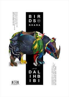 Affiches formats A3 et A4 réalisées pour la performance artistique d'Amine Bendriouich http://fabricevrigny.com/birds-of-ghana #print #design #graphic #rhino #identity #minimal #animal