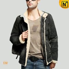 Leather Shearling Jacket for Men CW848105 #jacket #shearling #leather