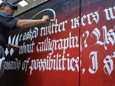 Twitter vs Calligraphy Mural #calligraphy #lettering #mural #gothic #twitter