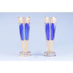 PAIR OF VASES WITH COBALT INSERTS. WESTERN EUROPE, 1 FLOOR. 20th Century GLASS.