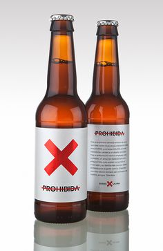 bottle, beer, x, red, bold, simple, minimal, white, brown, flashy