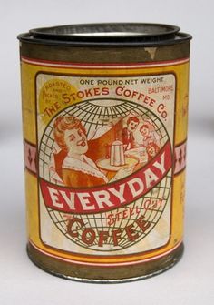 Stokes Coffee Baltimore Maryland Antique Advertising Can Excellent Paper Label #coffee #tin #vintage