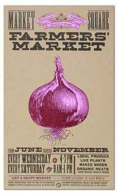 Impressive / FARMERS MARKET ONION Hand Printed Letterpress Poster by YeeHaw #design #graphic #poster