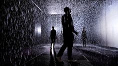 Backlit visitors #installation #rain #silhouette #room #shadow
