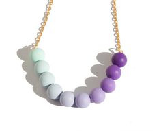 Geometric necklace Mint and purple ombre beads #bead #color #mint #jewelry #purple