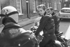 Leather clad English rocker girl. #old #girl #portrait #bike #motorcycle