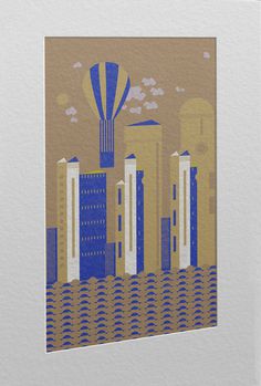 Follow your dreams. Don't forget to have fun too #city #print #geometric #balloon #illustration #dreams