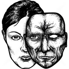 Hidden - Nanamee #white #woman #faces #black #image #illustration #mask #nanamee #man