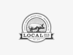 Local 215 Logo by R&Co. / Ryan Paonessa http://r-ny.com #ryan #paonessa #emblem #food #clean #pig #minimal #rco #logo