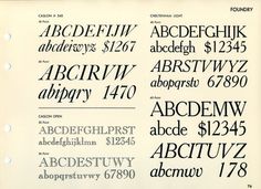 This is an oddball type specimen: Caslon 540, Caslon Open, and Cheltenham Light. #type #specimen #typography