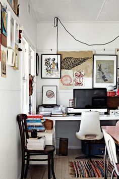 CJWHO ™ (Artist, Paula Mills Melbourne Home) #white #office #design #books #interiors #frames #photography #workspace