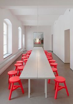 Interior Ideas for the Home Office: modern Scandinavian style | Modern Interiors #interior #red #design #swedish #stools